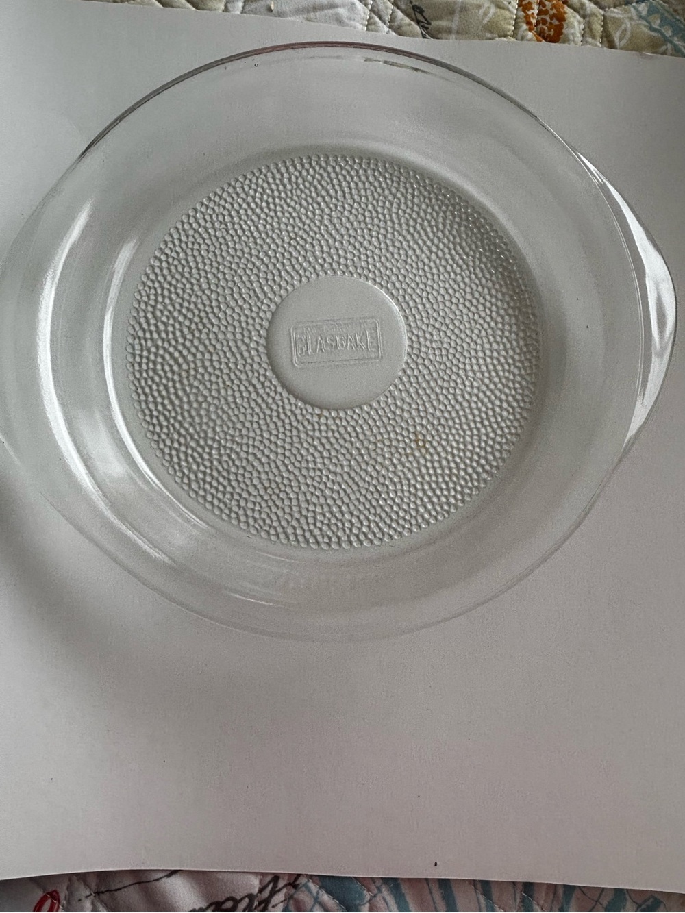 Vintage GlasBake Clear Pie Dish - Textured Base 9”